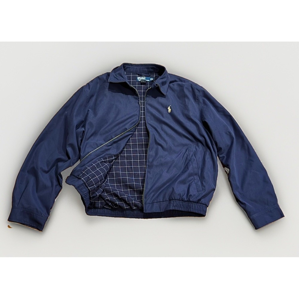 Vintage Polo Ralph Lauren Harrington Jacket M Navy Window Pane Old Money RRL